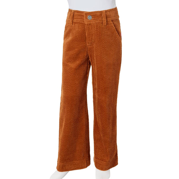 Pantalon enfant en velours côtelé couleur cognac, taille 104