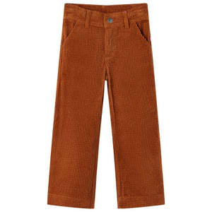 Pantalon enfant en velours côtelé couleur cognac, taille 116