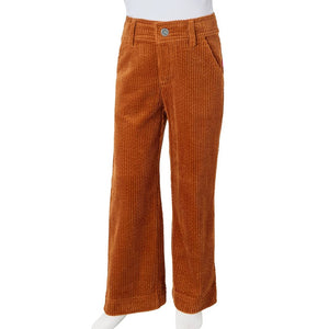 Pantalon enfant en velours côtelé couleur cognac, taille 116