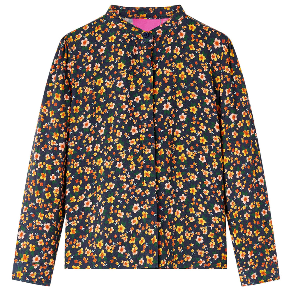 Chemise enfant col montant bleu marine 104