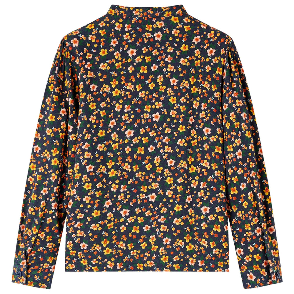 Chemise enfant col montant bleu marine 104
