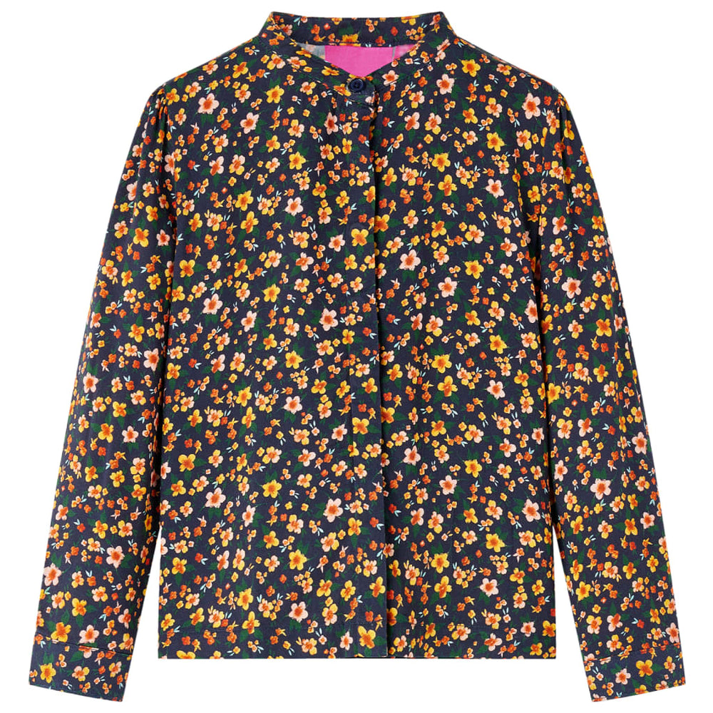 Chemise enfant col montant bleu marine 128