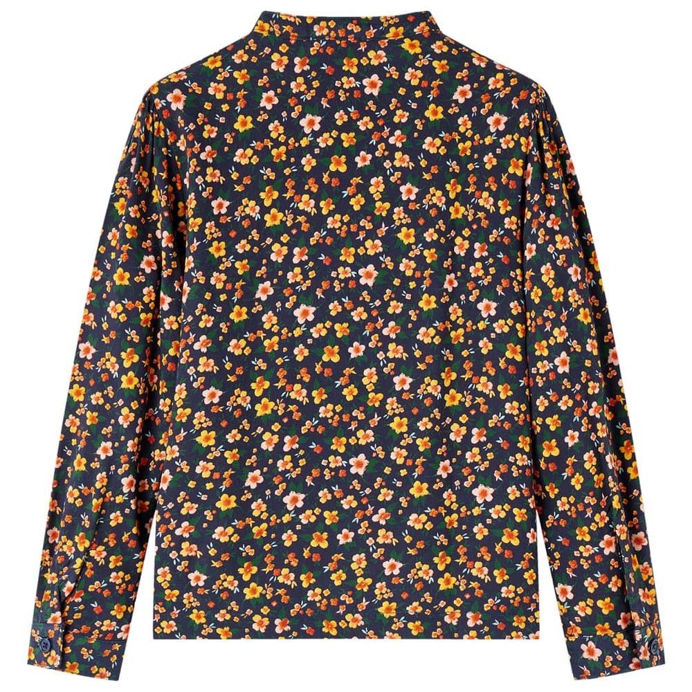 Chemise d'enfant à col montant bleu marine 140