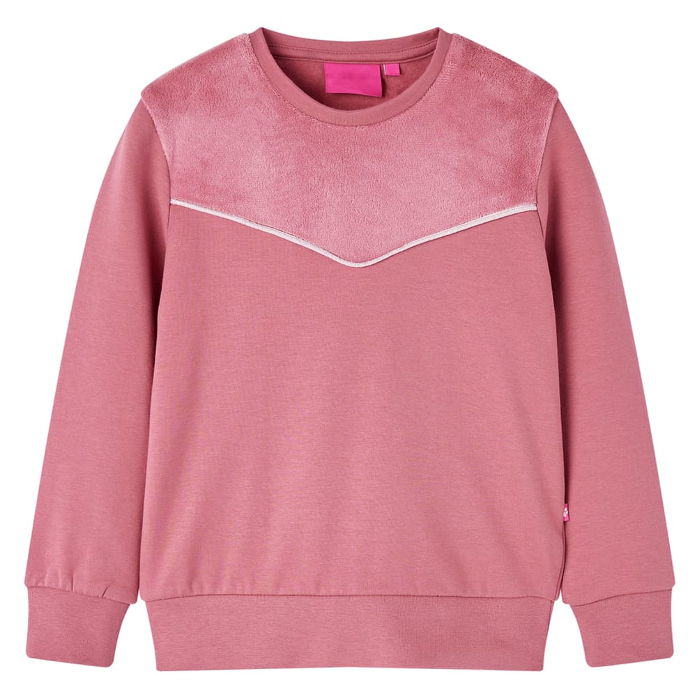 Sweat-shirt enfant patchwork velours rose framboise 128