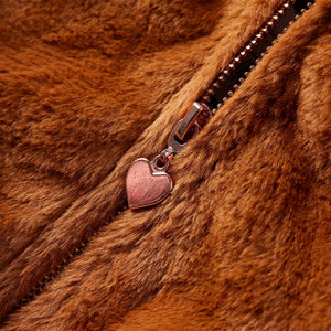 Kinder-Kapuzenjacke Kunstpelz Cognac 104