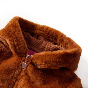 Kinder-Kapuzenjacke Kunstpelz Cognac 128
