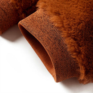 Kinder-Kapuzenjacke Kunstpelz Cognac 128