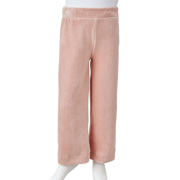 Pantalon enfant en velours côtelé rose clair 104