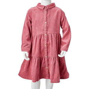 Kinderkleid mit Langen Ärmeln Cord Altrosa 104