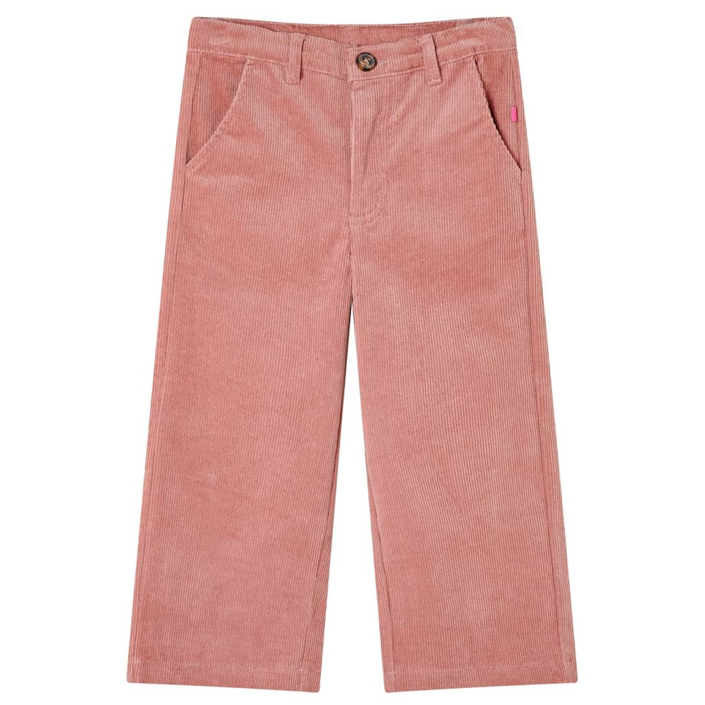Pantalon enfant en velours côtelé vieux rose 104