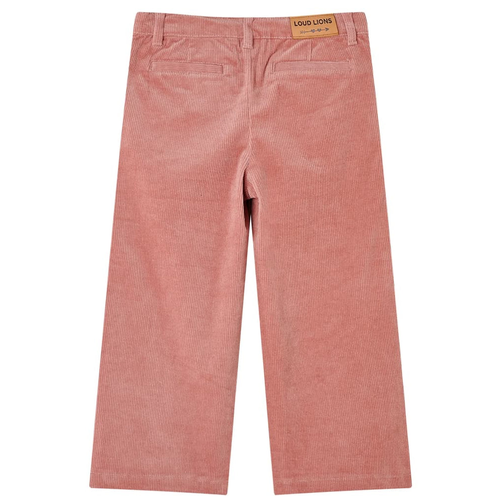 Pantalon enfant en velours côtelé vieux rose 104