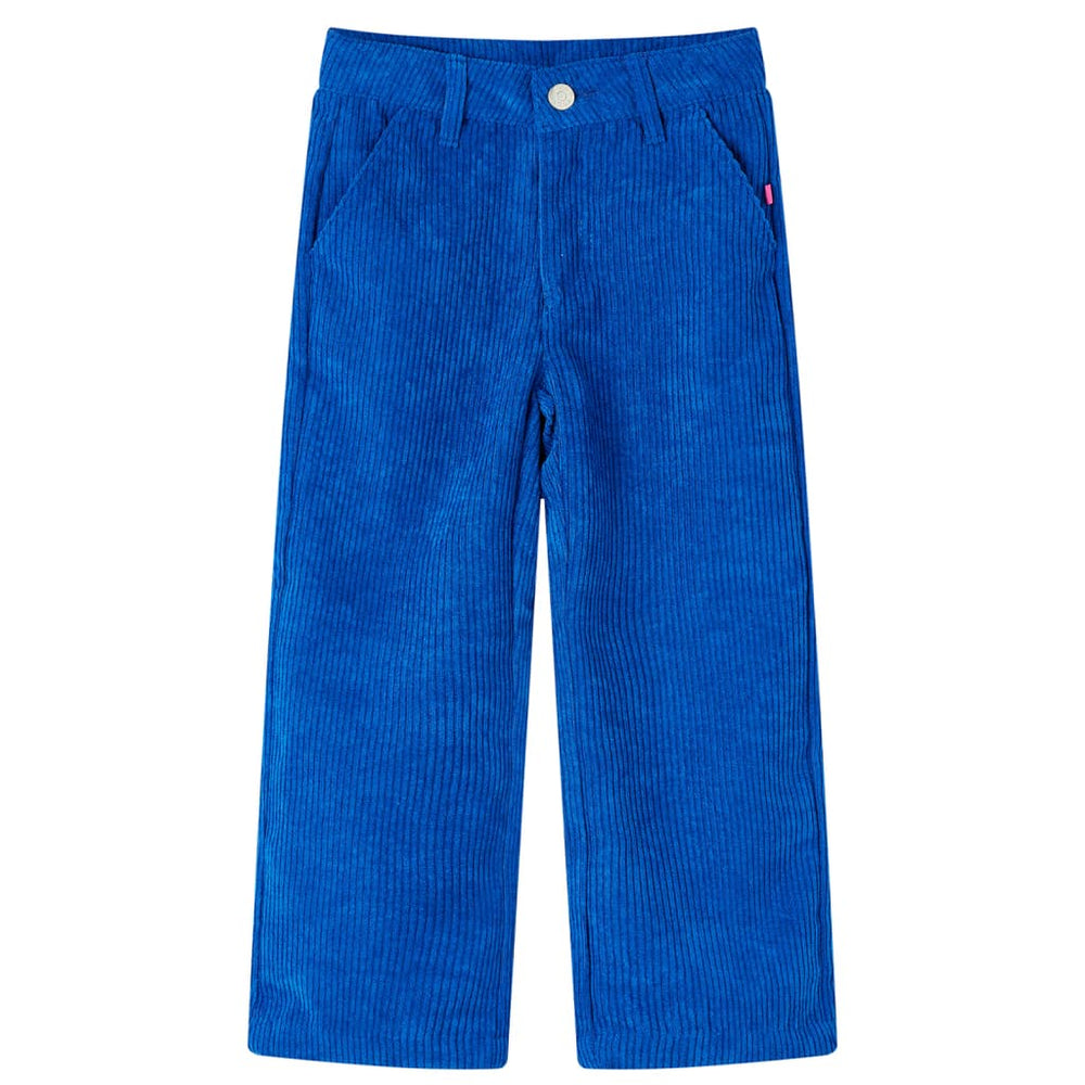 Pantalon enfant en velours côtelé bleu cobalt 104