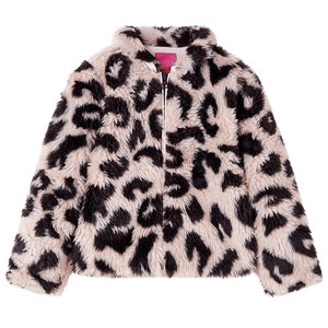 Manteau en fausse fourrure rose clair pour enfant 128