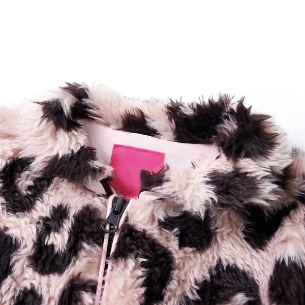 Manteau en fausse fourrure rose clair pour enfant 128