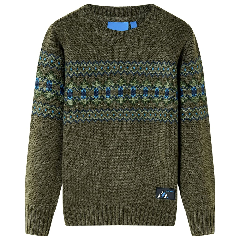 Pull enfant tricoté kaki 128