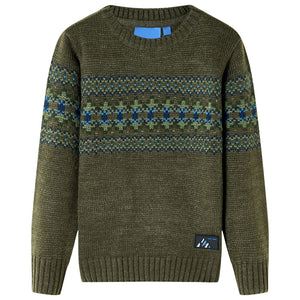 Pull enfant tricoté kaki 128