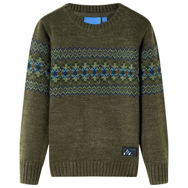Pull enfant tricoté kaki 128