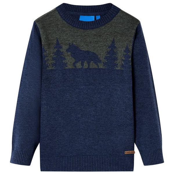 Pull enfant tricoté bleu marine 92