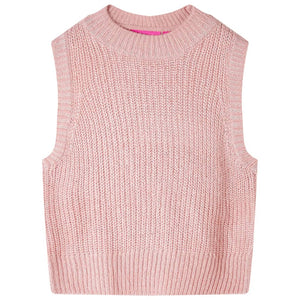 Knitted Children's Sleeveless Sweater Light Pink 128