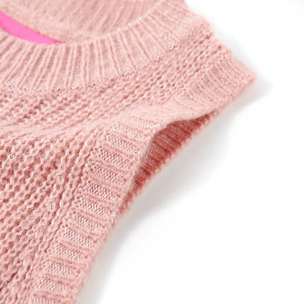 Knitted Children's Sleeveless Sweater Light Pink 128
