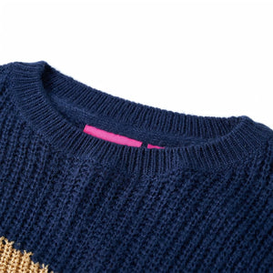 Kinderpullover Gestrickt Marineblau 140