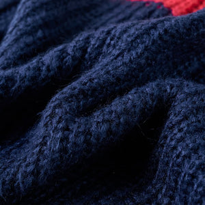 Kinderpullover Gestrickt Marineblau 140