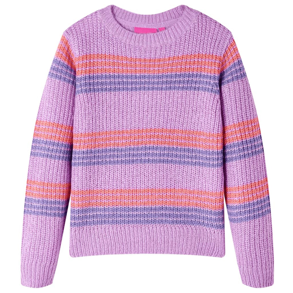 Pull enfant rayé tricoté violet et rose 104