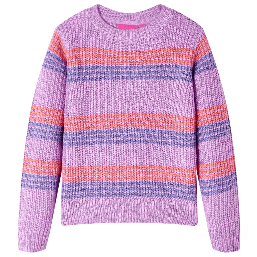 Kinderpullover mit Streifen Gestrickt Lila und Rosa 104