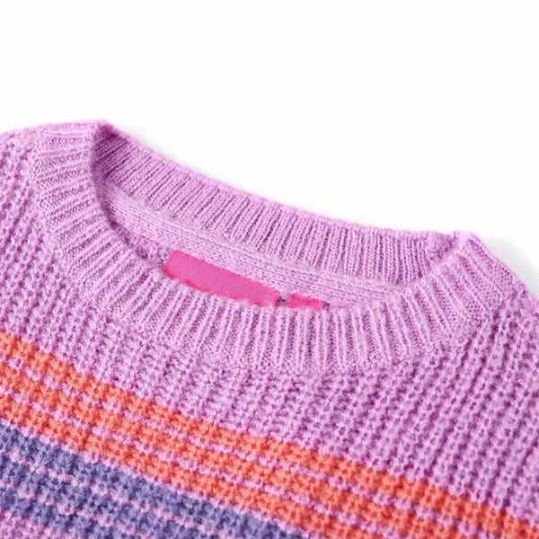 Kinderpullover mit Streifen Gestrickt Lila und Rosa 104