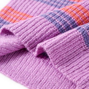 Kinderpullover mit Streifen Gestrickt Lila und Rosa 104