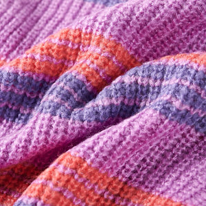 Kinderpullover mit Streifen Gestrickt Lila und Rosa 104