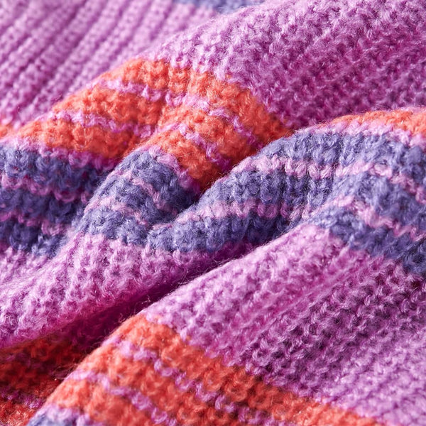 Kinderpullover mit Streifen Gestrickt Lila und Rosa 104