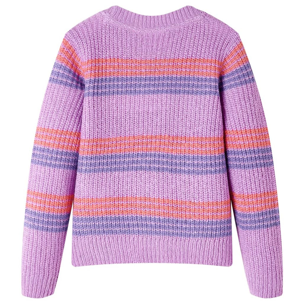 Pull enfant tricoté à rayures violet et rose 116