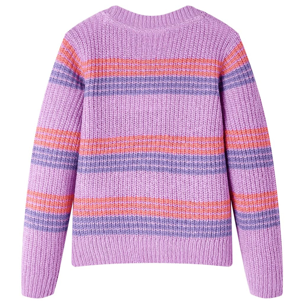 Pull enfant rayé tricoté violet et rose 128
