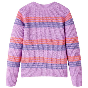 Kinderpullover mit Streifen Gestrickt Lila und Rosa 140
