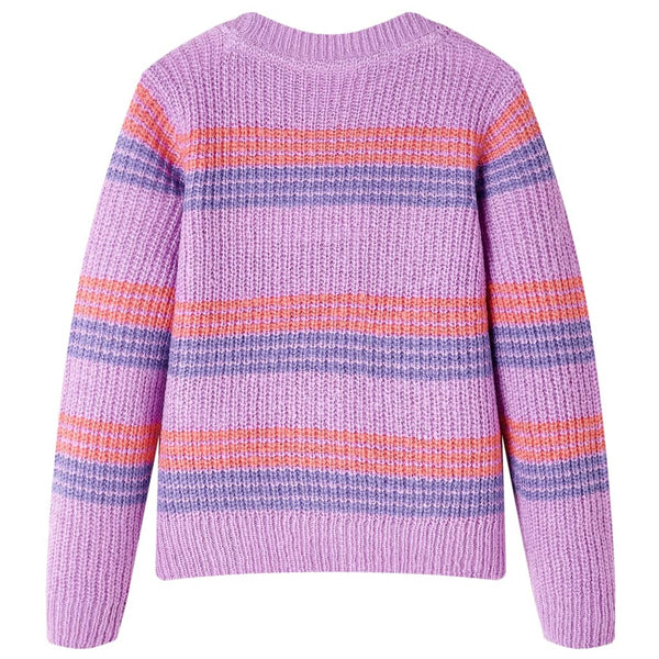 Kinderpullover mit Streifen Gestrickt Lila und Rosa 140