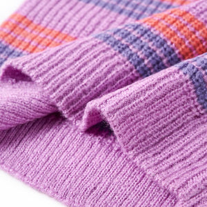 Kinderpullover mit Streifen Gestrickt Lila und Rosa 140