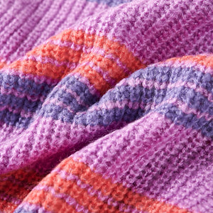 Kinderpullover mit Streifen Gestrickt Lila und Rosa 140