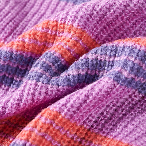 Kinderpullover mit Streifen Gestrickt Lila und Rosa 140