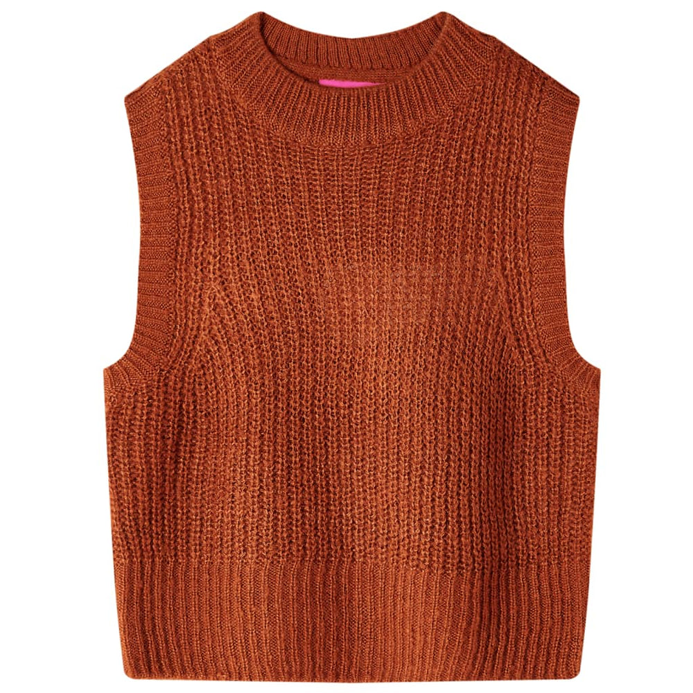 Gilet pull tricoté cognac enfant 104