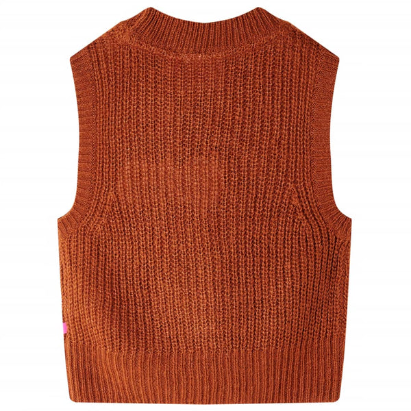 Kids' Knitted Sleeveless Sweater Cognac 116