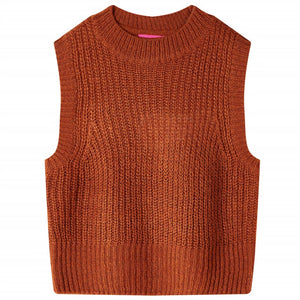 Gilet-pull enfant tricoté cognac 140