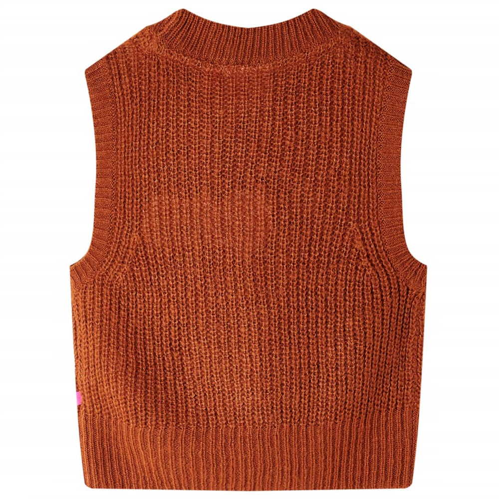 Gilet-pull enfant tricoté cognac 140