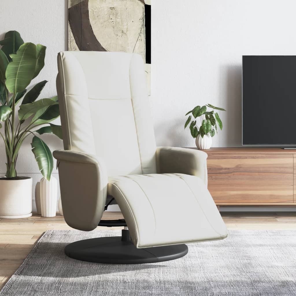 Relaxsessel Creme Kunstleder mit Fußteil