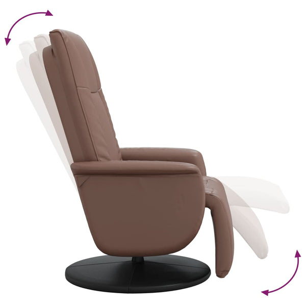 Relaxsessel Braun Kunstleder mit Fußteil