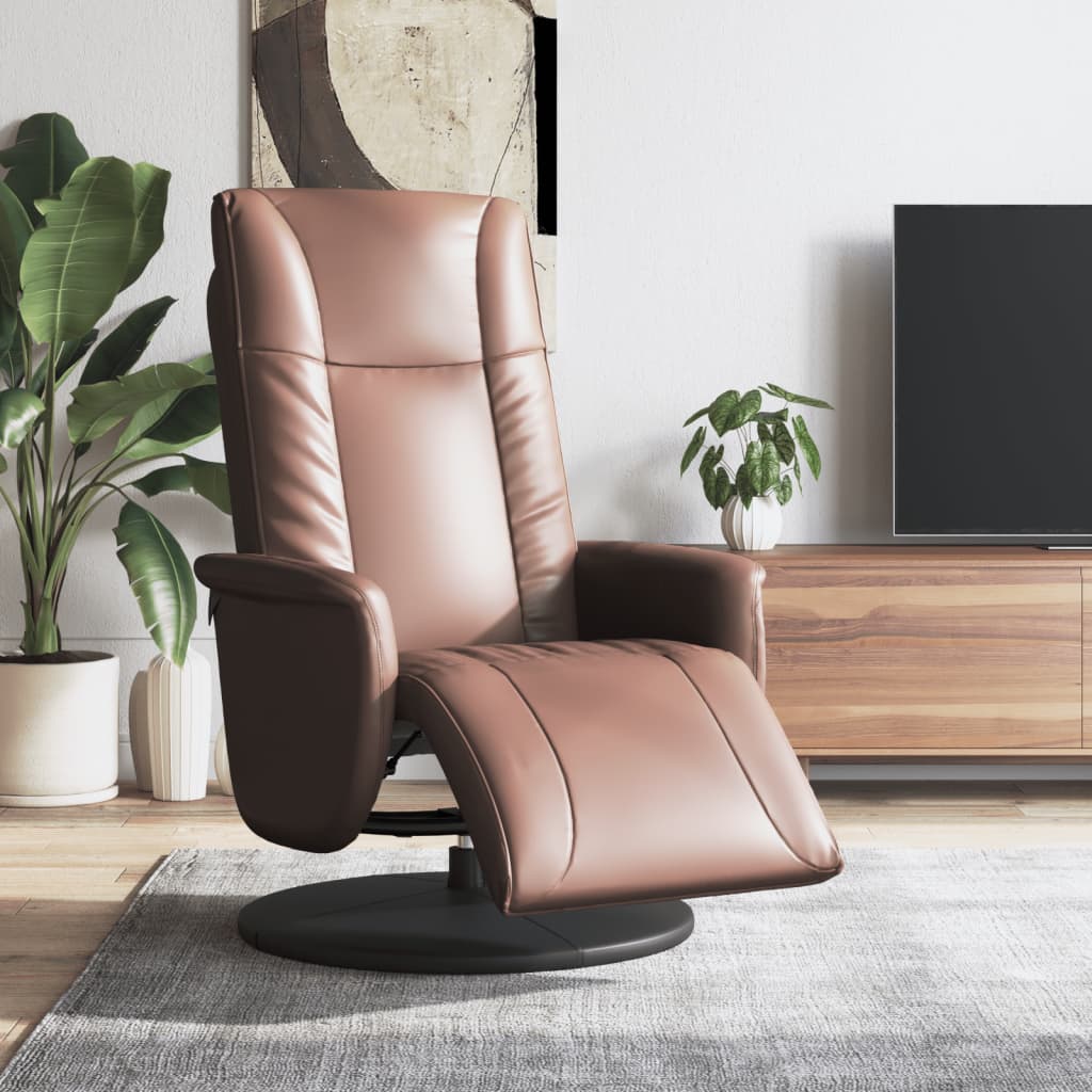 Relaxsessel Braun Kunstleder mit Fußteil