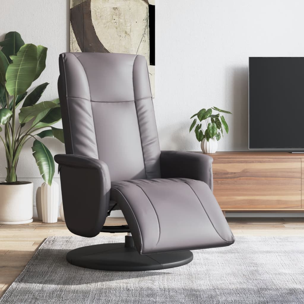 Grauer Relaxsessel mit Fußteil Kunstleder
