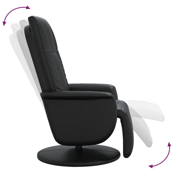 Relaxsessel Schwarz Kunstleder mit Fußteil