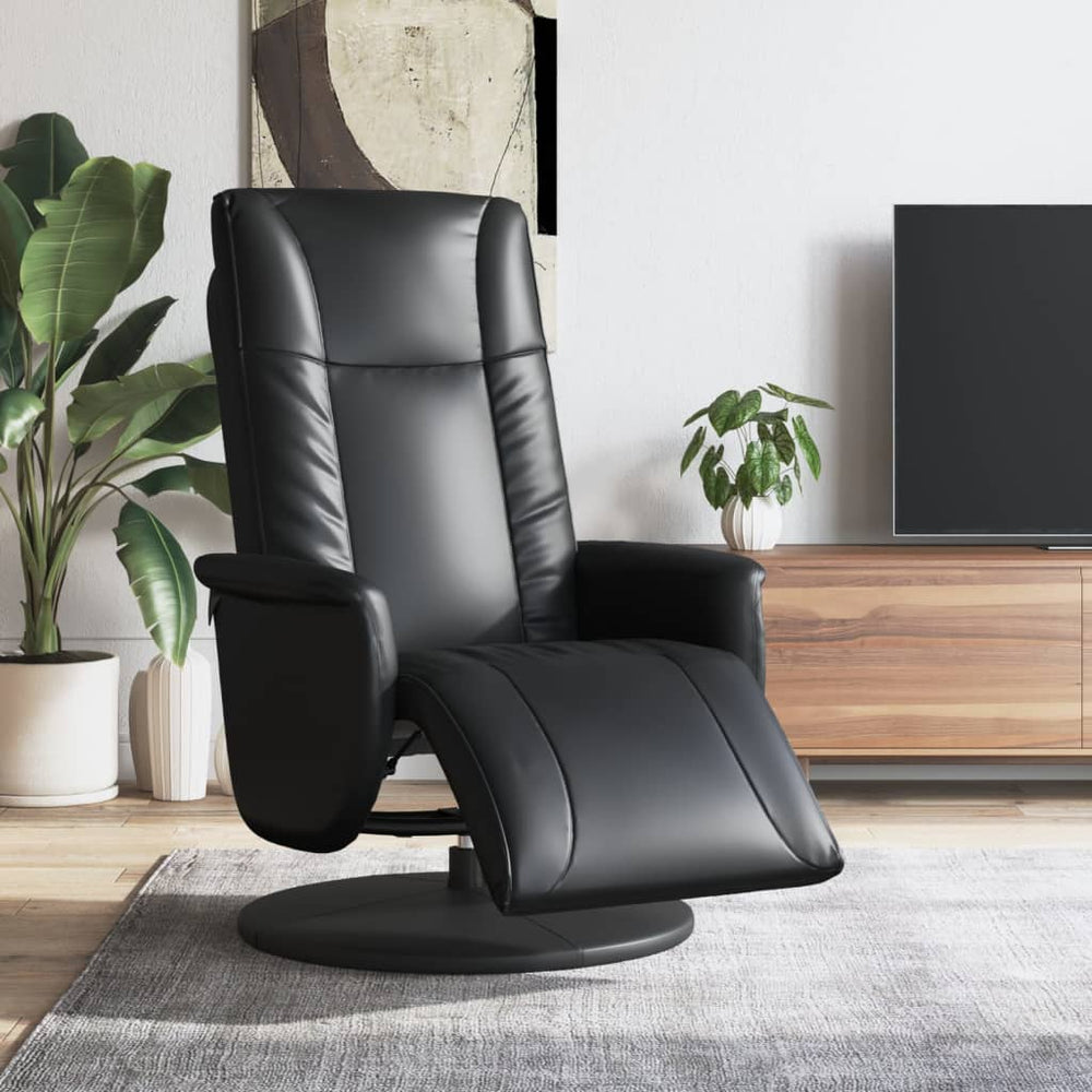 Relaxsessel Schwarz Kunstleder mit Fußteil