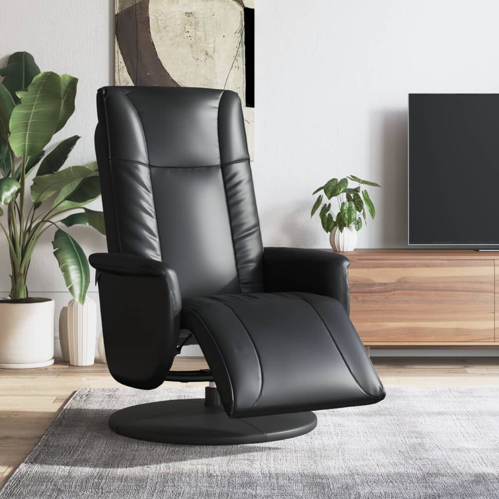 Relaxsessel Schwarz Kunstleder mit Fußteil